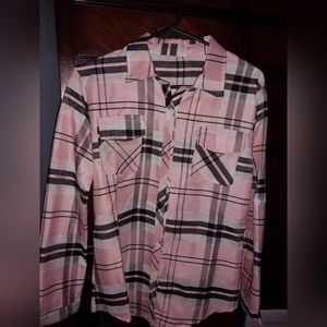 Pink and black button up